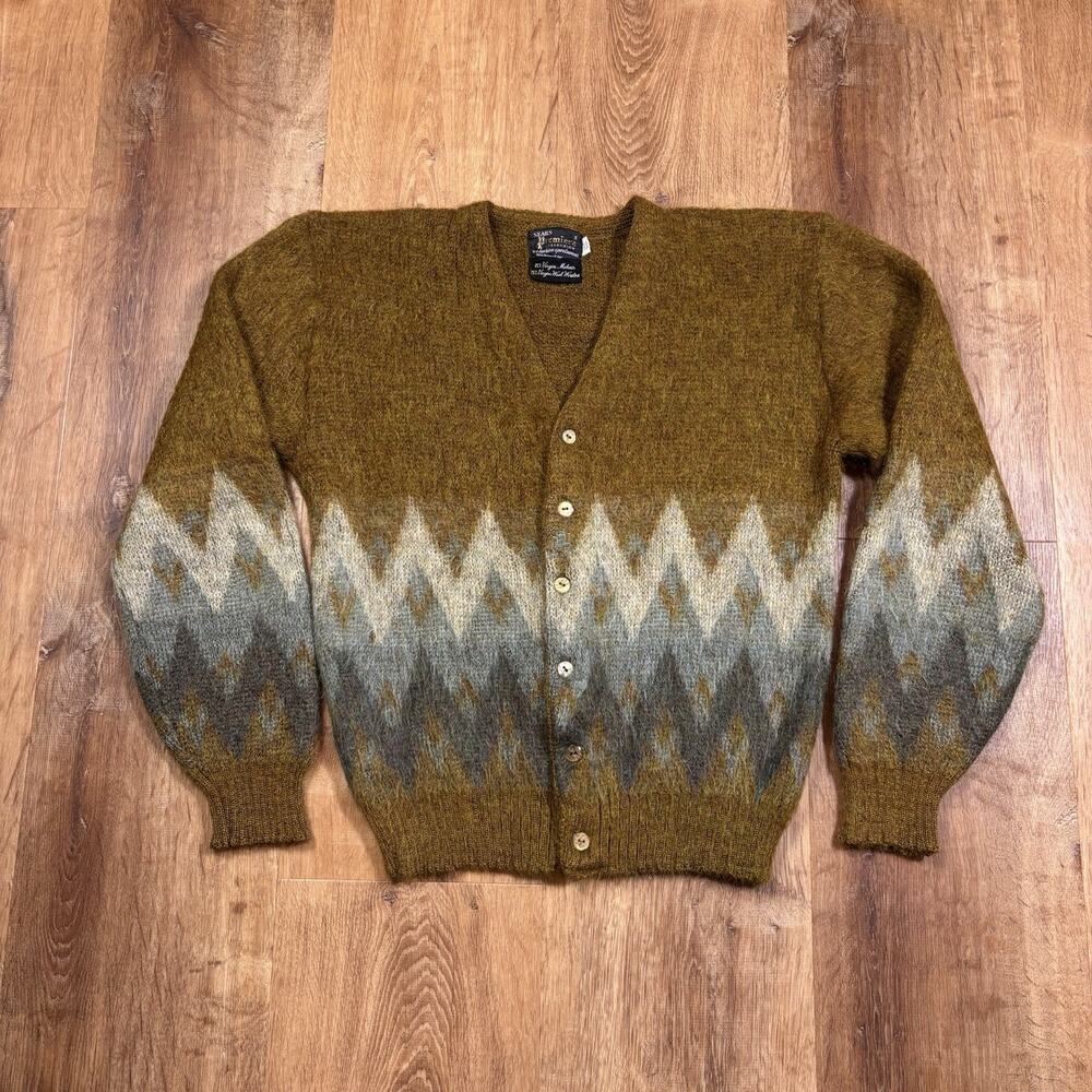 True Vintage Sears Mohair Cardigan Sweater Mens Small 60s Premiere Collection